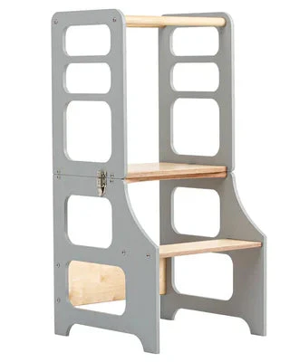 DUCK WOODWORKS Klappbarer Lernturm & Bastel-Tisch 2 in 1 Grau - Image 2
