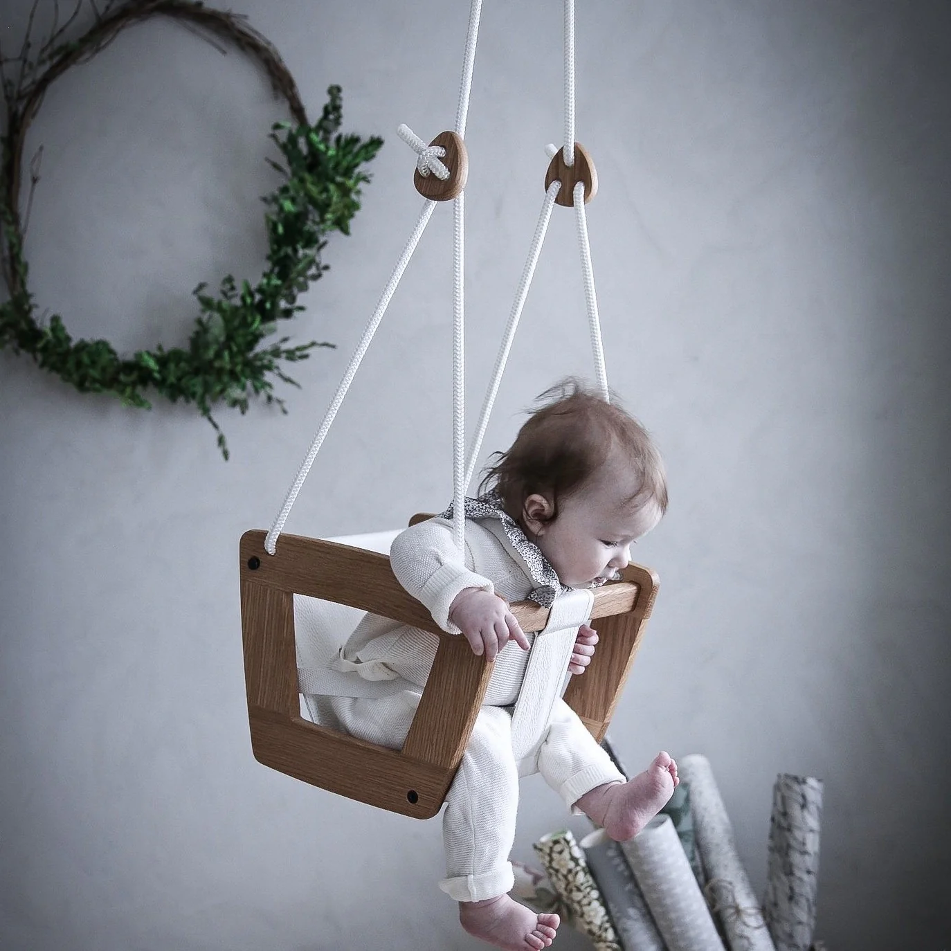 LILLAGUNGA Schaukel für Babys und Kleinkinder Eiche - Image 5