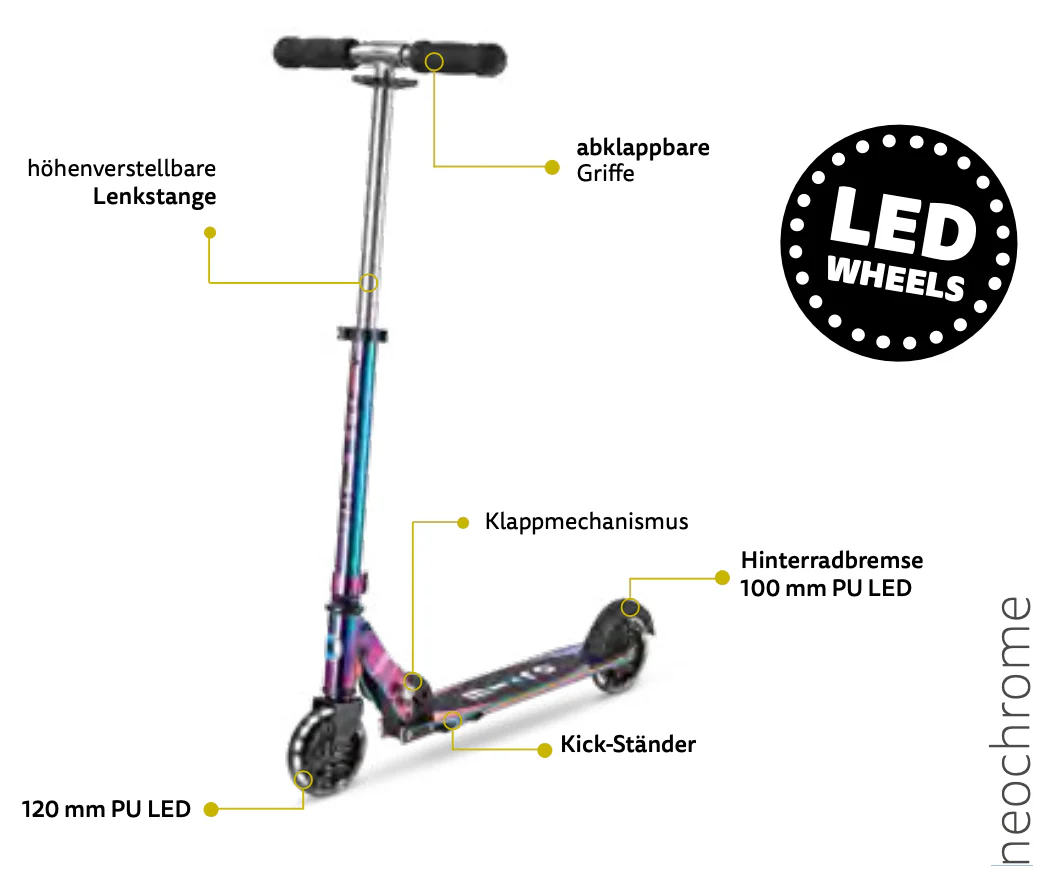 MICRO Sprite LED neochrome Scooter Roller - Image 3