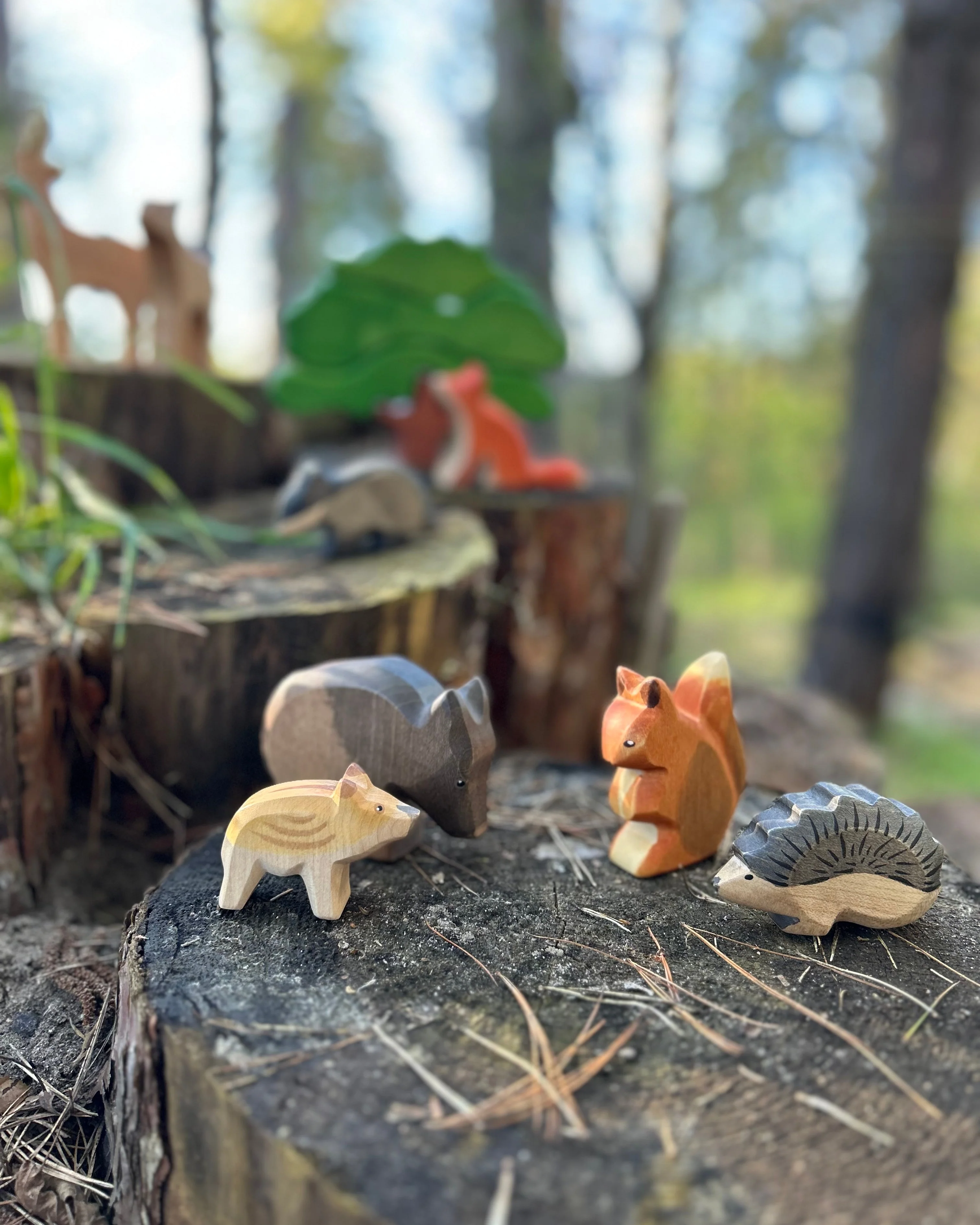 HOLZWALD Waldorfinspiriertes Spielset Wald und Wiese mit Holztieren und Spieltuch - Image 4
