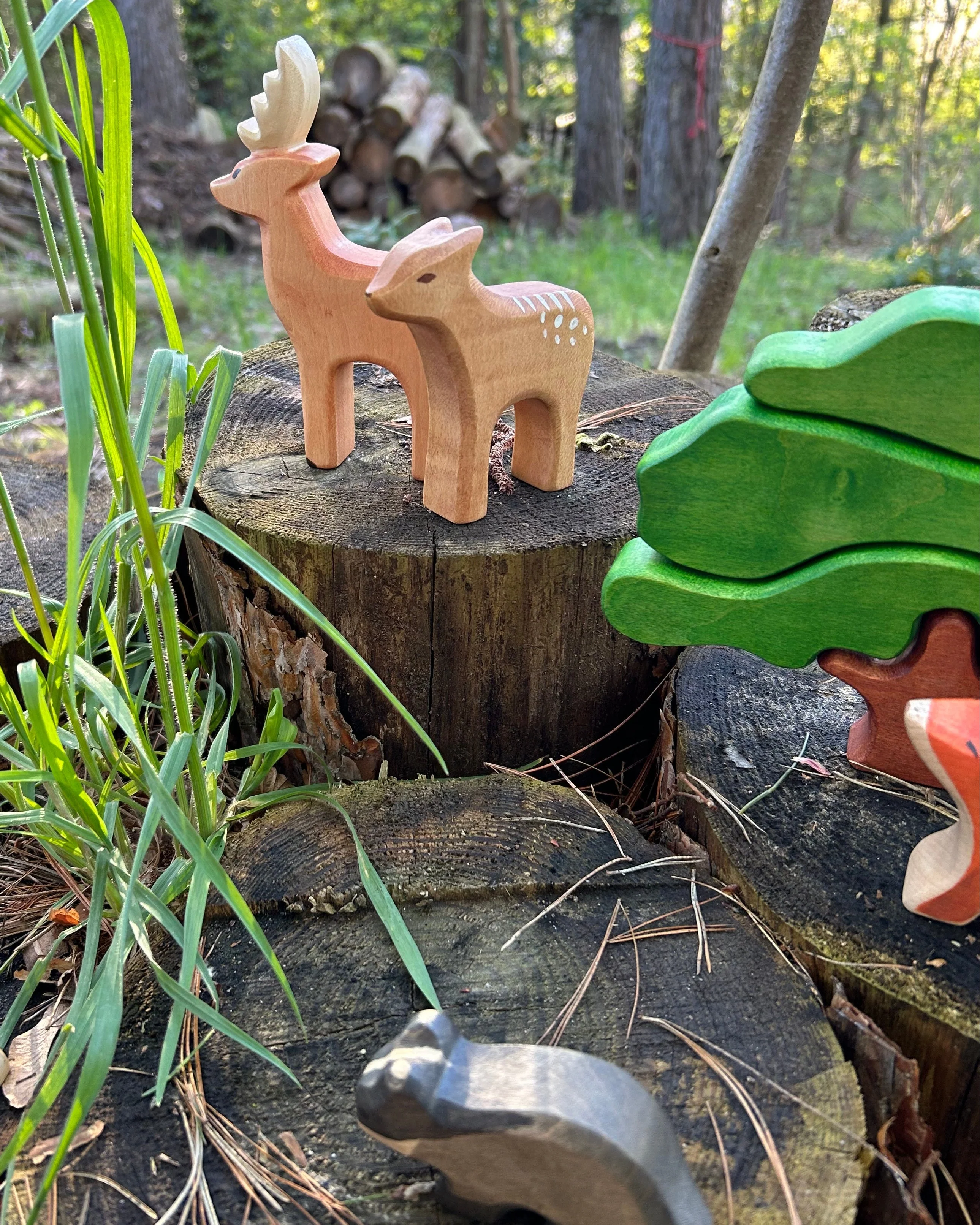 HOLZWALD Waldorfinspiriertes Spielset Wald und Wiese mit Holztieren und Spieltuch - Image 5